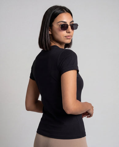 Mock Neck Fitted Tee